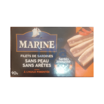 FILET DE SARDINES A L'HUILE PIMENTEE MARINE 90G